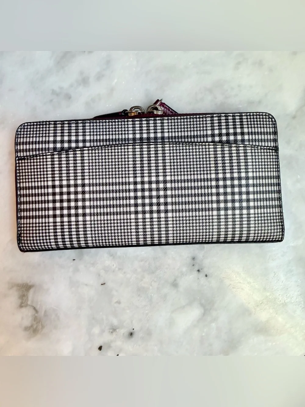 Coach Peyton Glen Plaid Accordion Zip Wallet F52138 G1453 Cranberry Rare 2014